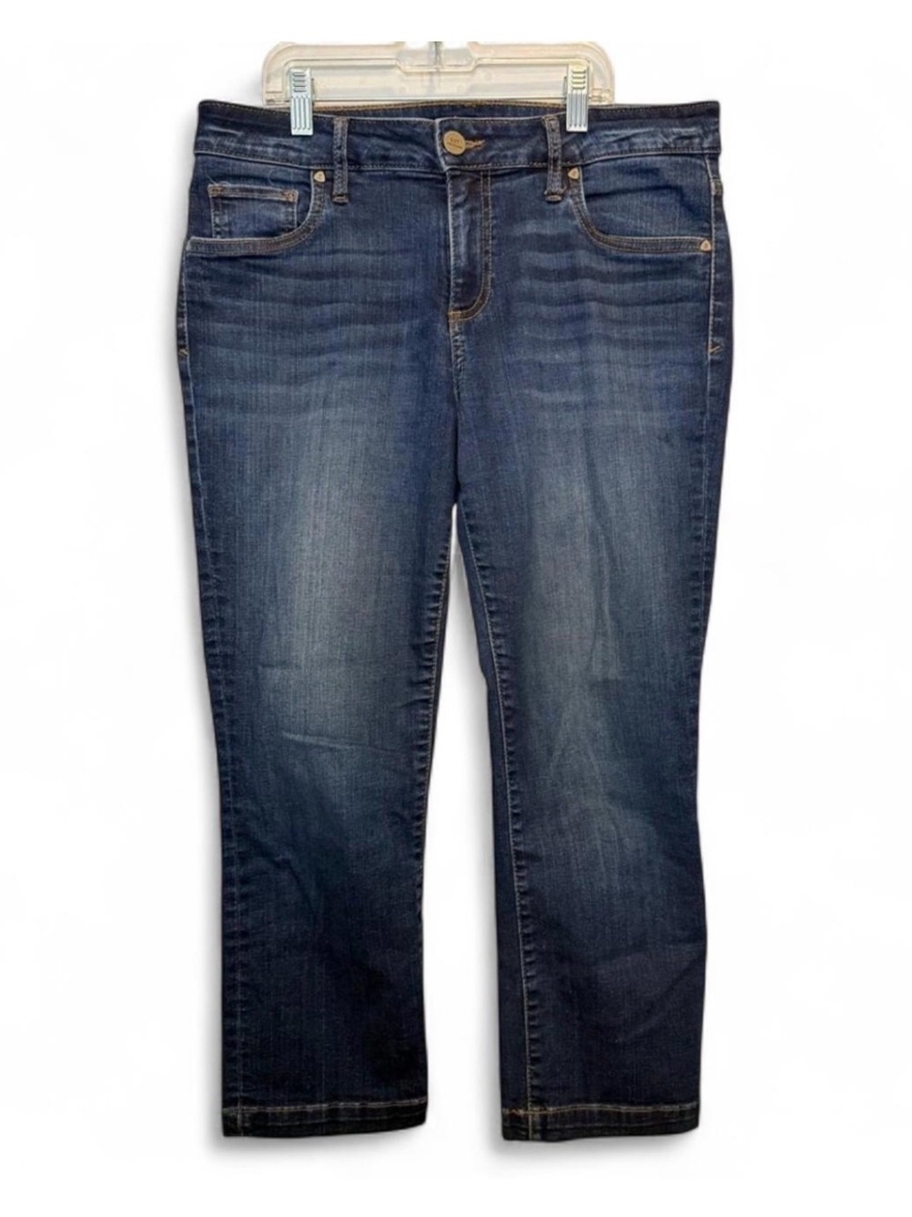 KUT from the Kloth Size 8 Cropped Straight Leg Denim Jeans Classic Medium Wash
